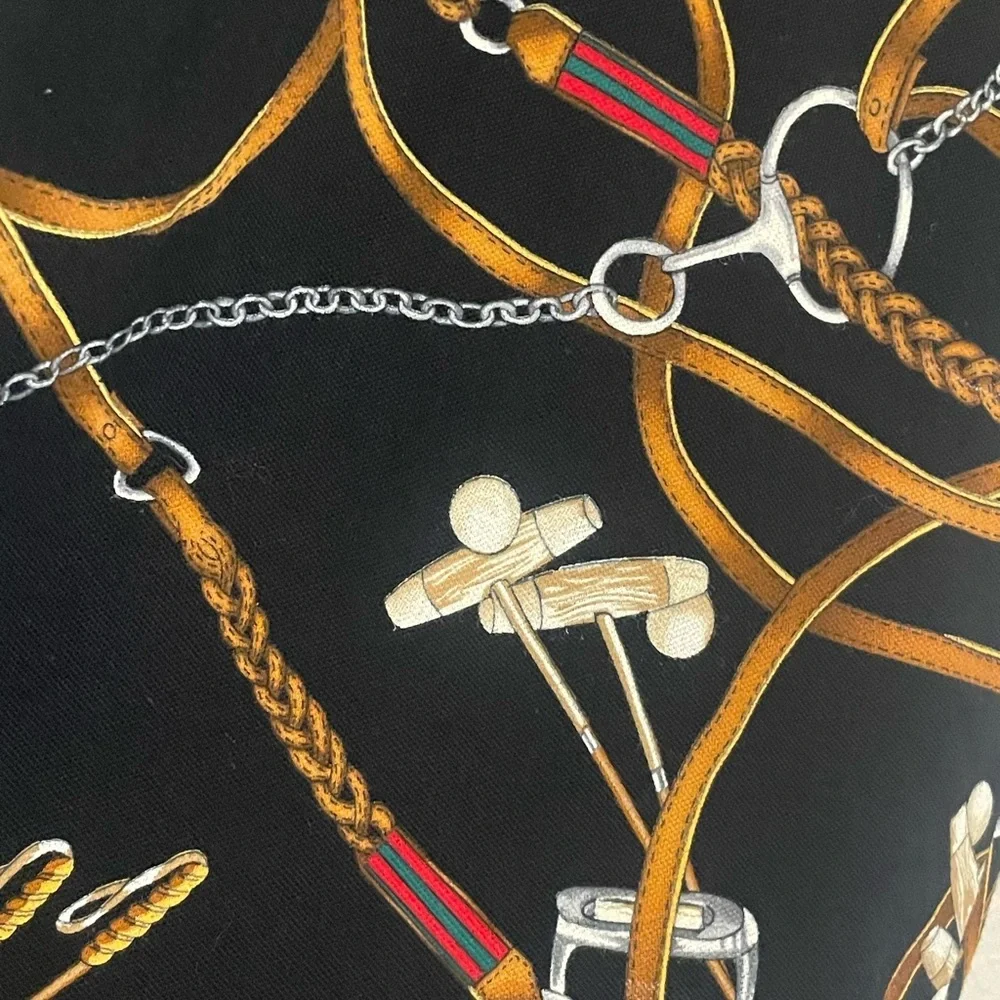 Vintage Ralph Lauren Equestrian Bridle Print Polo Shirt Black L - Picture 4 of 5